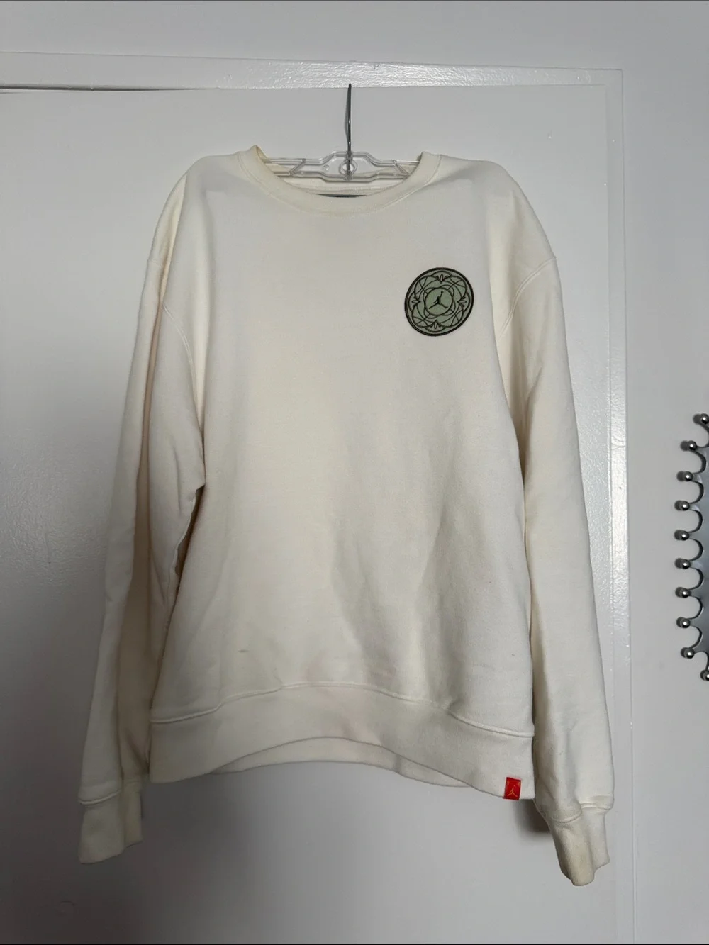 Jordan Lunar New Year Cream Crewneck Sweatshirt with Green Patch